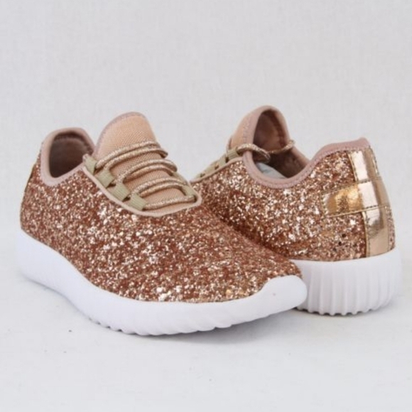💃 Forever 21 Rose Gold Glitter Shoe Size 8. 🌴 - Picture 1 of 8